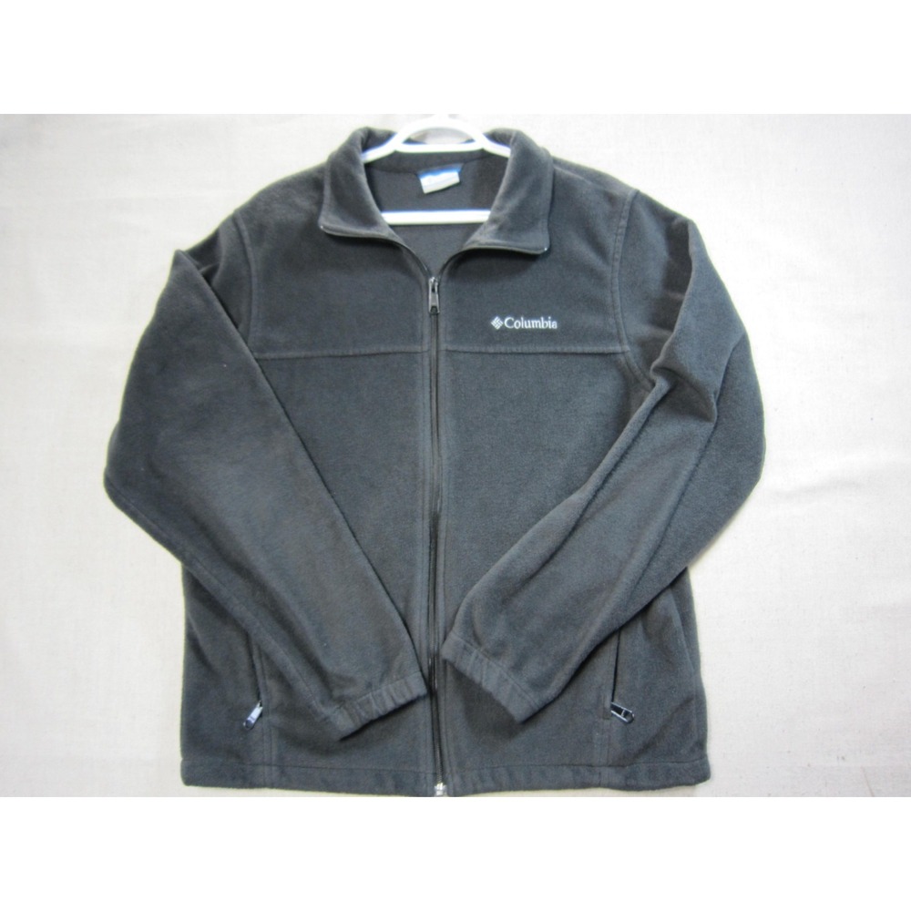 Columbia Mens Full Zip Fleece Jacket Black/Charcoal Gray Medium